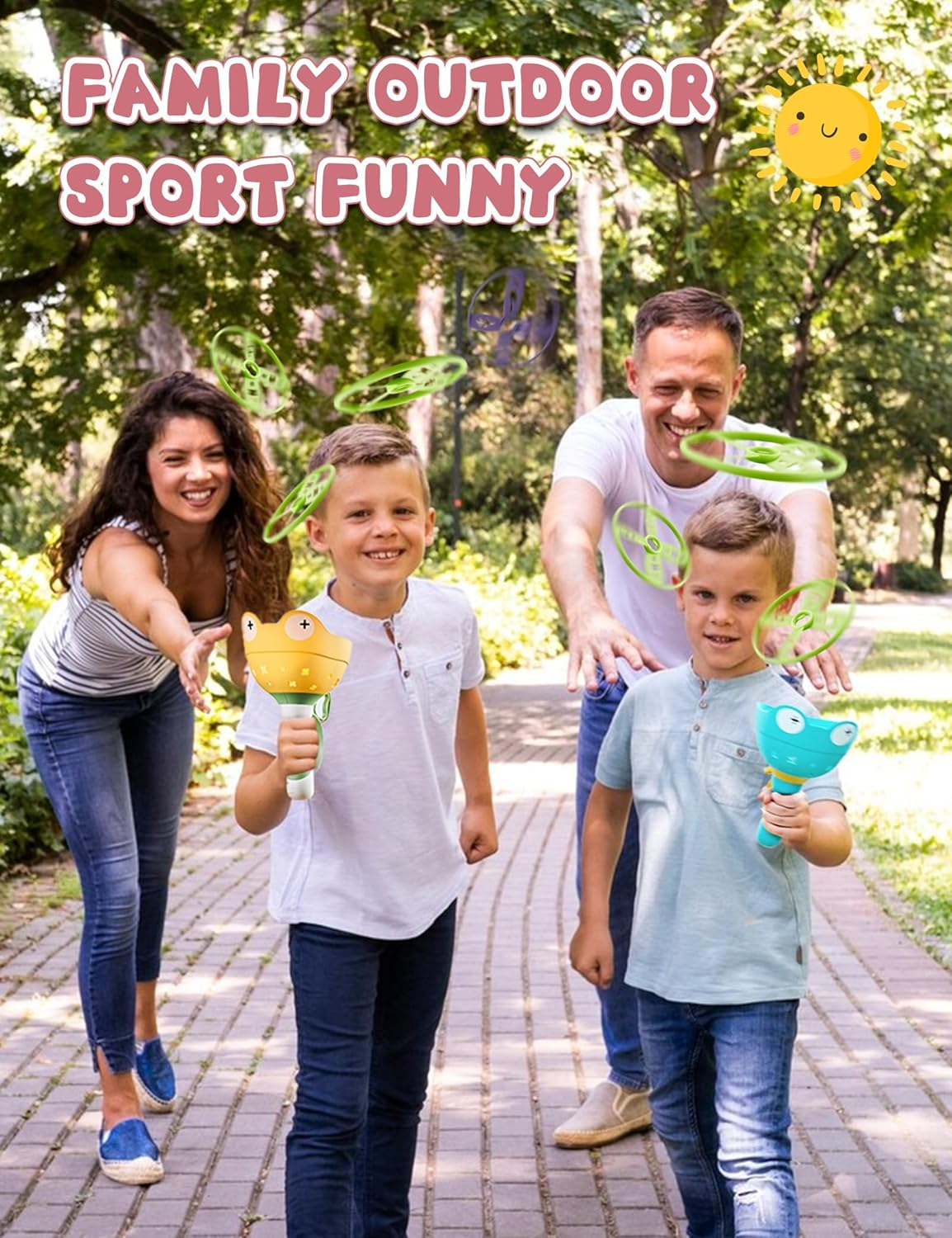 2-Pack Outdoor Toys for Kids Ages 3-12 Flying Disc Launcher Toys Backyard & outside Catching Games Fun & Safe Yard Toys with 20 Discs for Children'S Active Play