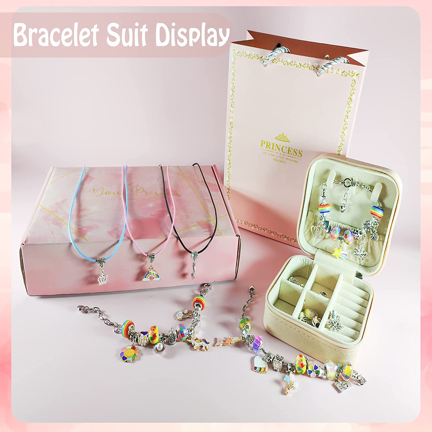 Yowamho Charm Bracelet Making Kit for Girls, 69PCS DIY Jewellery Making Set with Jewelry Box and Gift Gag, Jewellery Charms and DIY Art Crafts with Beads Bracelets Necklaces, Birthday Christmas Jewellery Gifts for Teens Kids Age 6-12.&hellip; image number 6