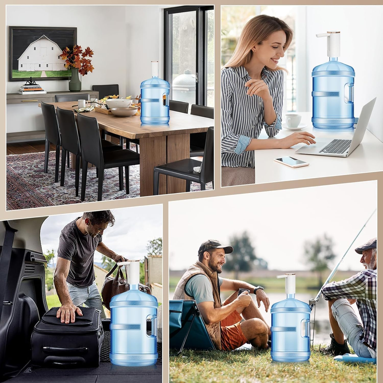 Water Dispenser for 5 Gallon Bottle, Foldable Portable Water Bottle Pump, USB Charging Electric Drinking Water Pump for Camping Essentials, Water Table Pump, Kitchen, Office, Picnic image number 3