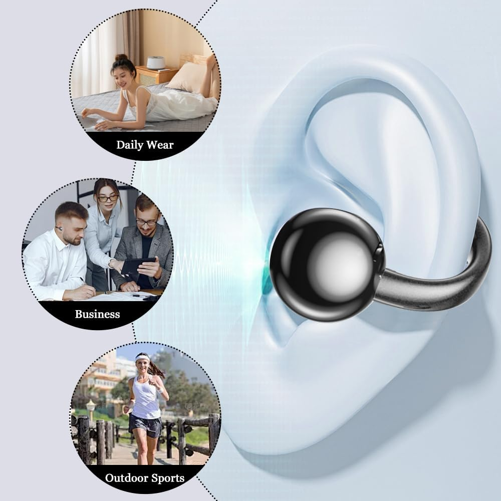 Horuili&reg; Open Bluetooth Headset, Wireless Ear Clip Headphones, Wireless Bluetooth 5.4, Open Ear Bluetooth Headphones, Noise Reduction, Dynamic Equalizer, 3D Sound