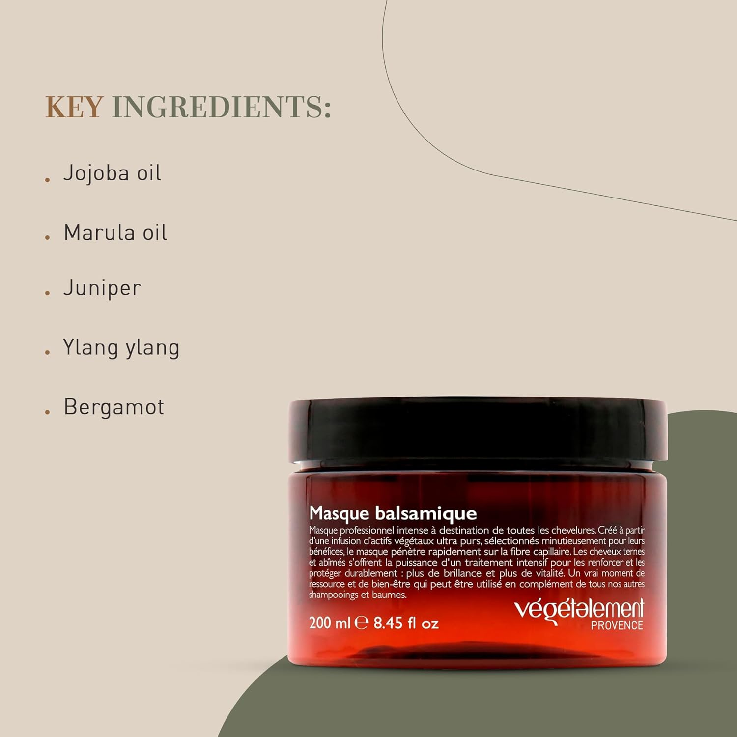 VEGETALEMENT ORGANIC Hair Mask, Plant-Based Hair Treatment Mask for Dry and Damaged Hairs, 200Ml, Cruelty Free with Jojoba Oil & Marula Oil for Strengthening and Repairing image number 1