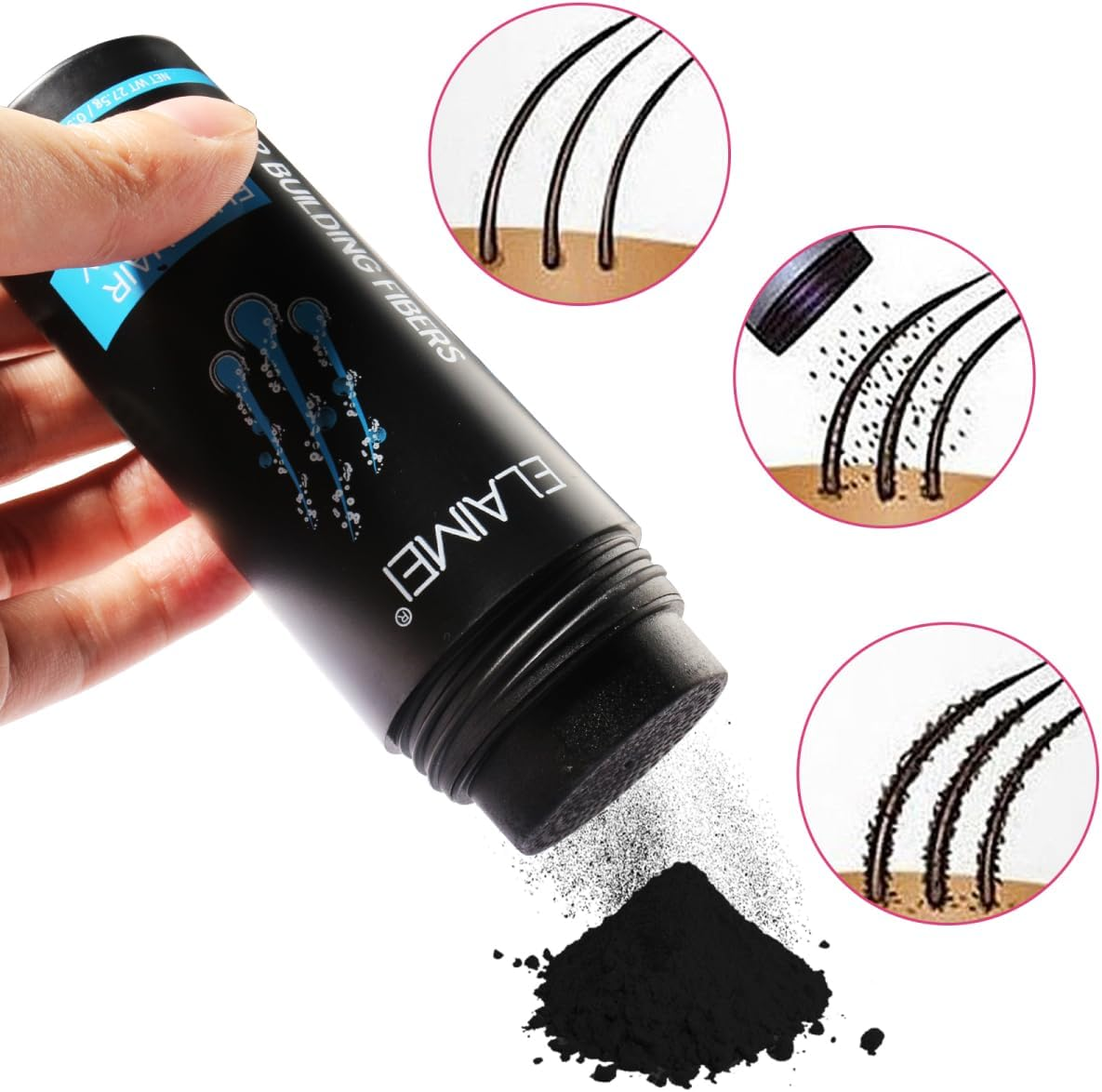 Hair Loss Building Fibers 27.5G Alopecia Keratin Thicker Concealer Fiber Black
