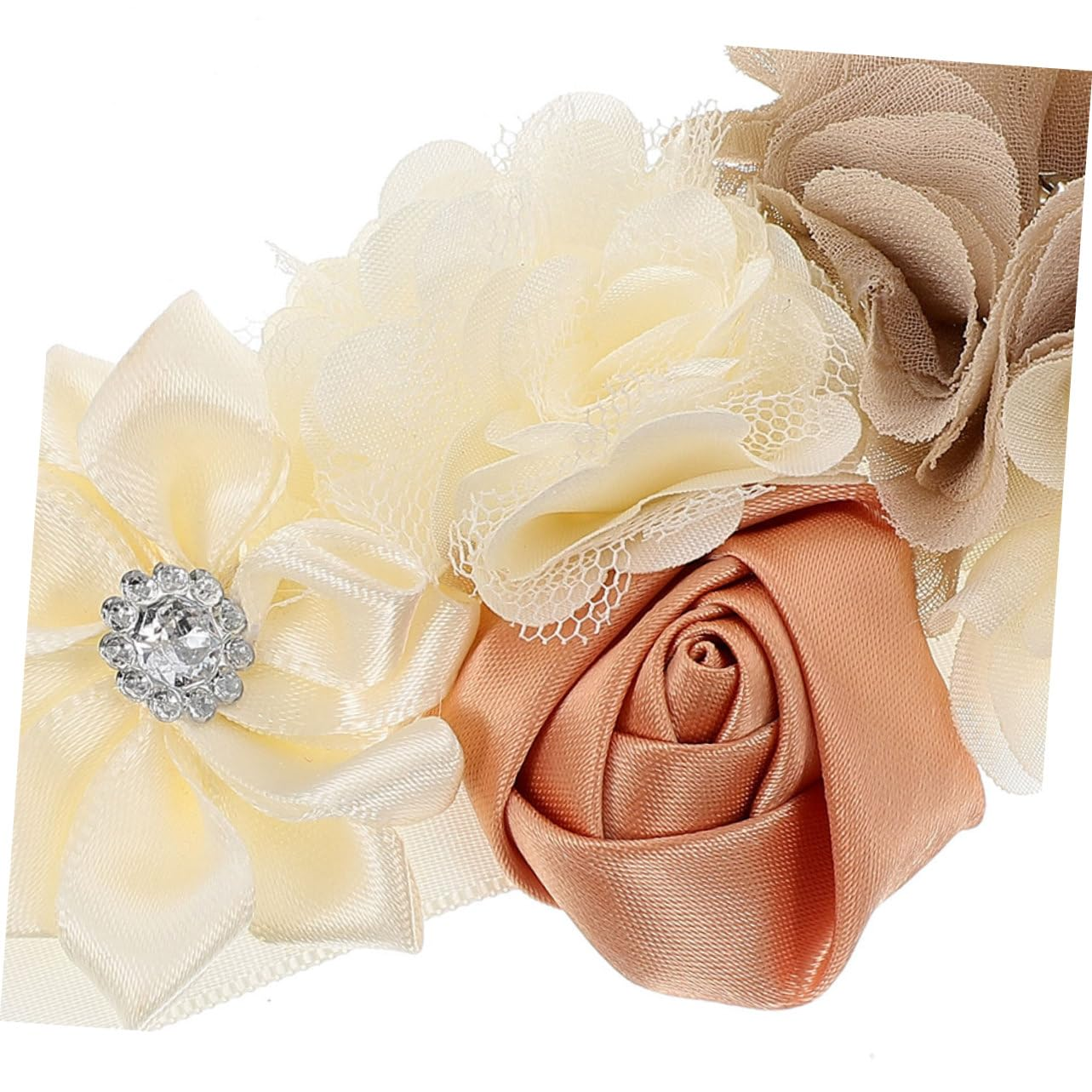 2Pcs Beige Maternity Sash Belt for Shower Decorations Pregnancy Keepsake Flowers Rhinestones for Photoshoots Expectant Mothers