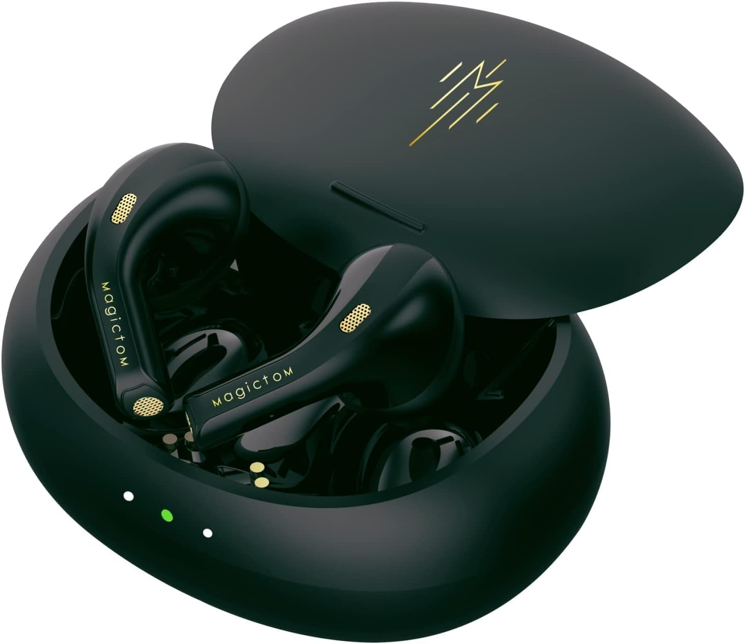 Half-In Ear Crystal Clear Stereo TWS Earphone Stable Signal ENC HD Calling True Wireless Earphone Low Power Consumption IP54 Waterproof TWS Earbud Exclusive Patented, 20Hrs Playtime (Blackgreen)