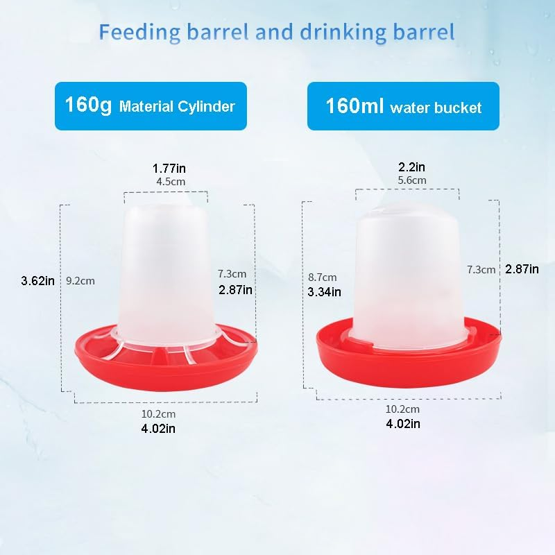 Automatic Chicken Feeder and Chicken Waterer Kit,160G Chick Feeder and 160Ml Chick Waterer,Chicken Water Dispenser,Chicken Drinker,Easy Clean Plastic Feeding and Watering Feeder for Chicks image number 4