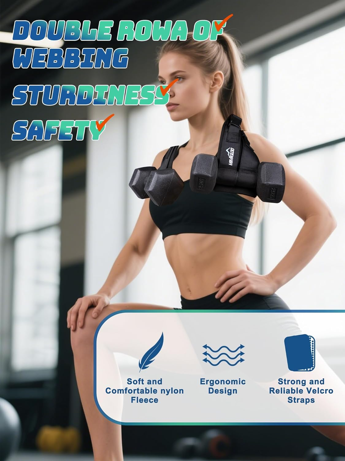 Hip Thrust Belt, Wider and Thicker Hip Bridge Belt, for Dumbbell Exercise Squat Kettlebell Lunge Bridge Push-Up Training, Suitable for Home, Gym (Black) image number 2