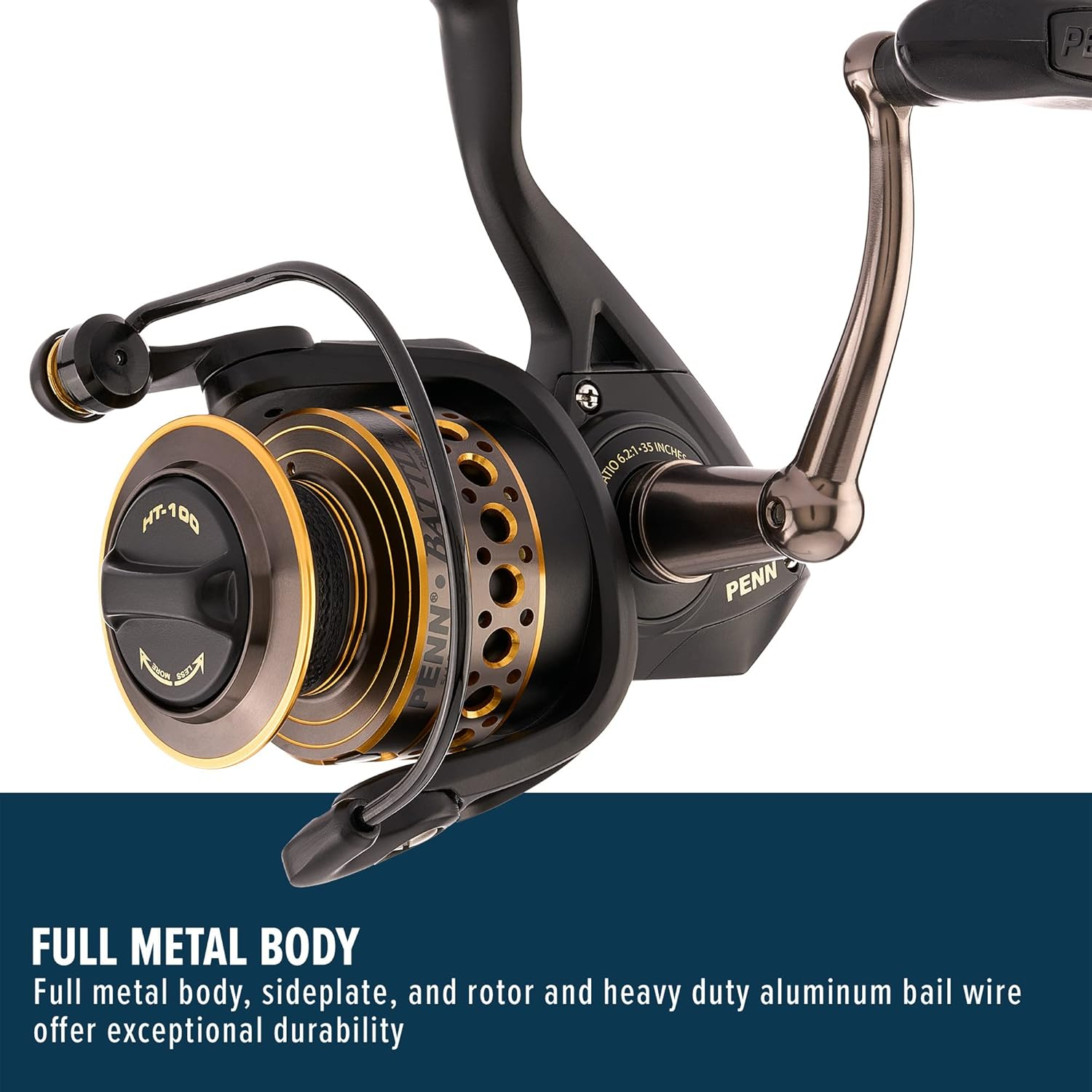 PENN Battle Spinning Reel Kit, Size 5000, Includes Reel Cover and Spare Anodized Aluminum Spool, Right/Left Handle Position, HT-100 Front Drag System image number 5