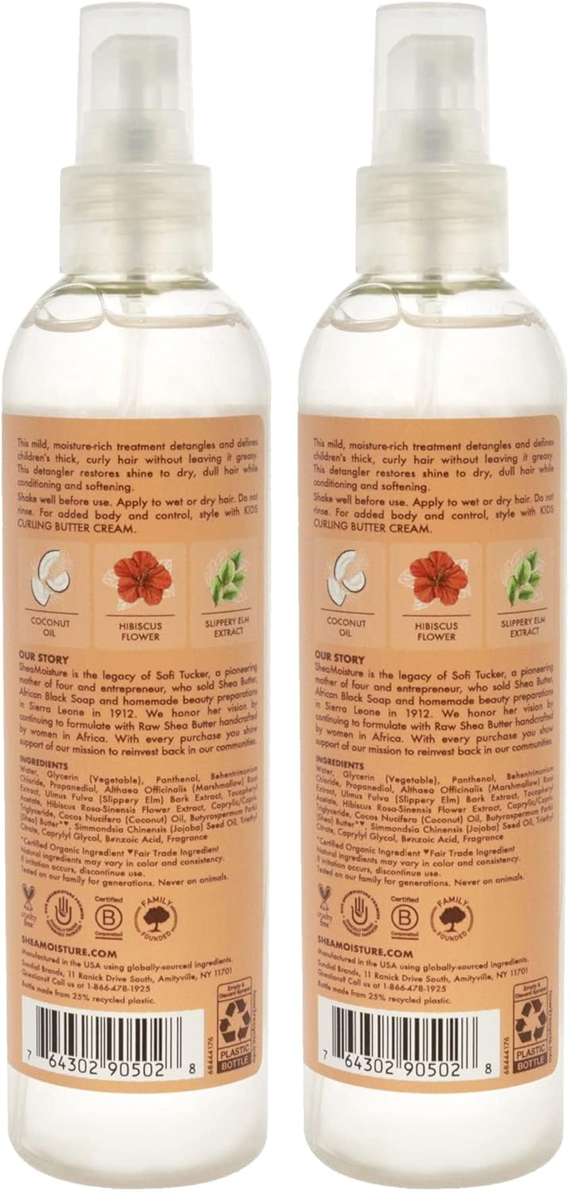 Shea Moisture Coconut & Hibiscus Kids Extra-Moisturizing Detangler - Pack of 2 for Kids 8 Oz Detangler