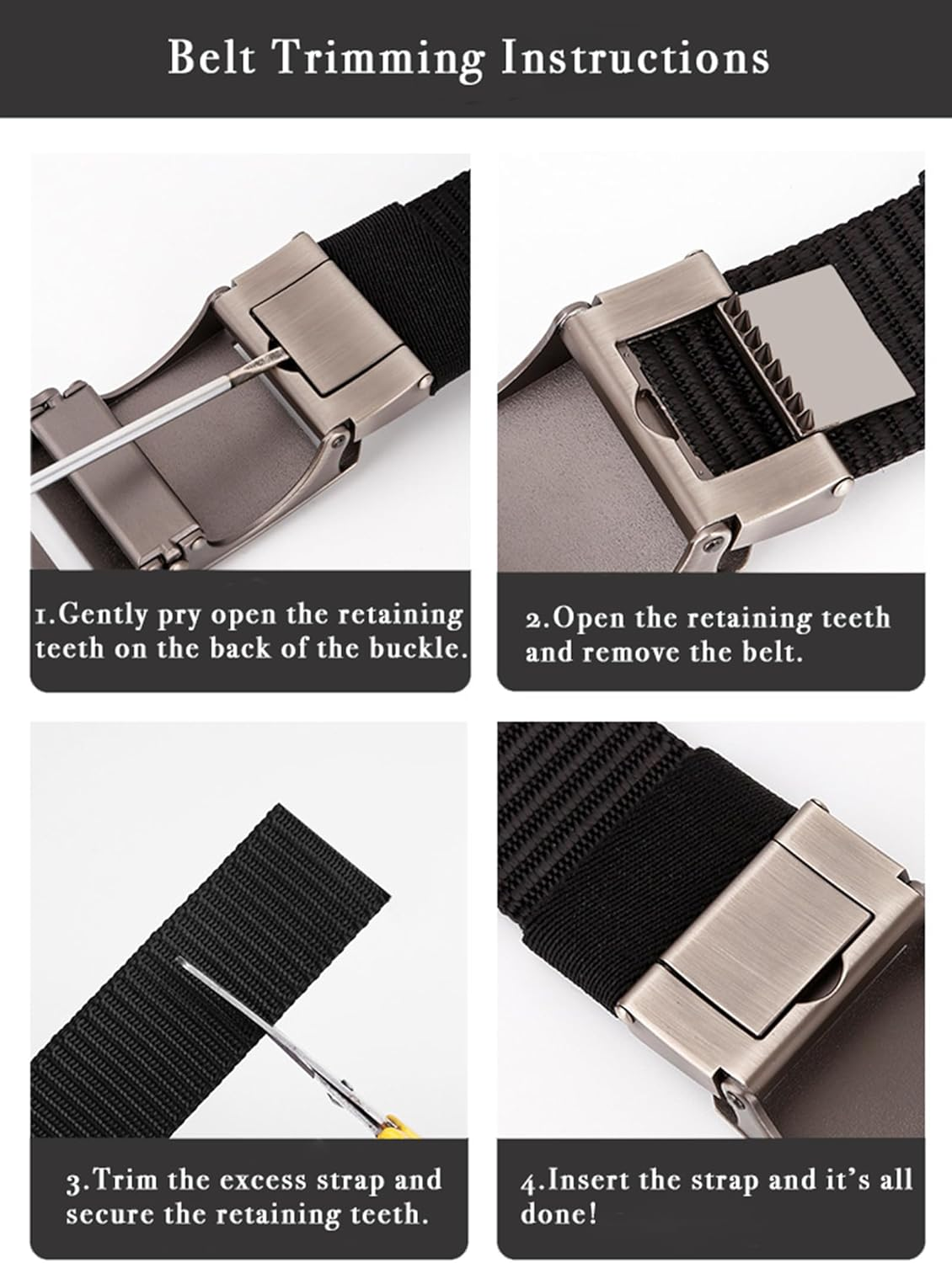 HEIX Men'S Casual Nylon Belt with Heavy-Duty Automatic Metal Buckle, Adjustable Quick-Dry Belt, Fits 70-116Cm Waist, 130Cm Length, 3.4Cm Wide - Brown image number 2