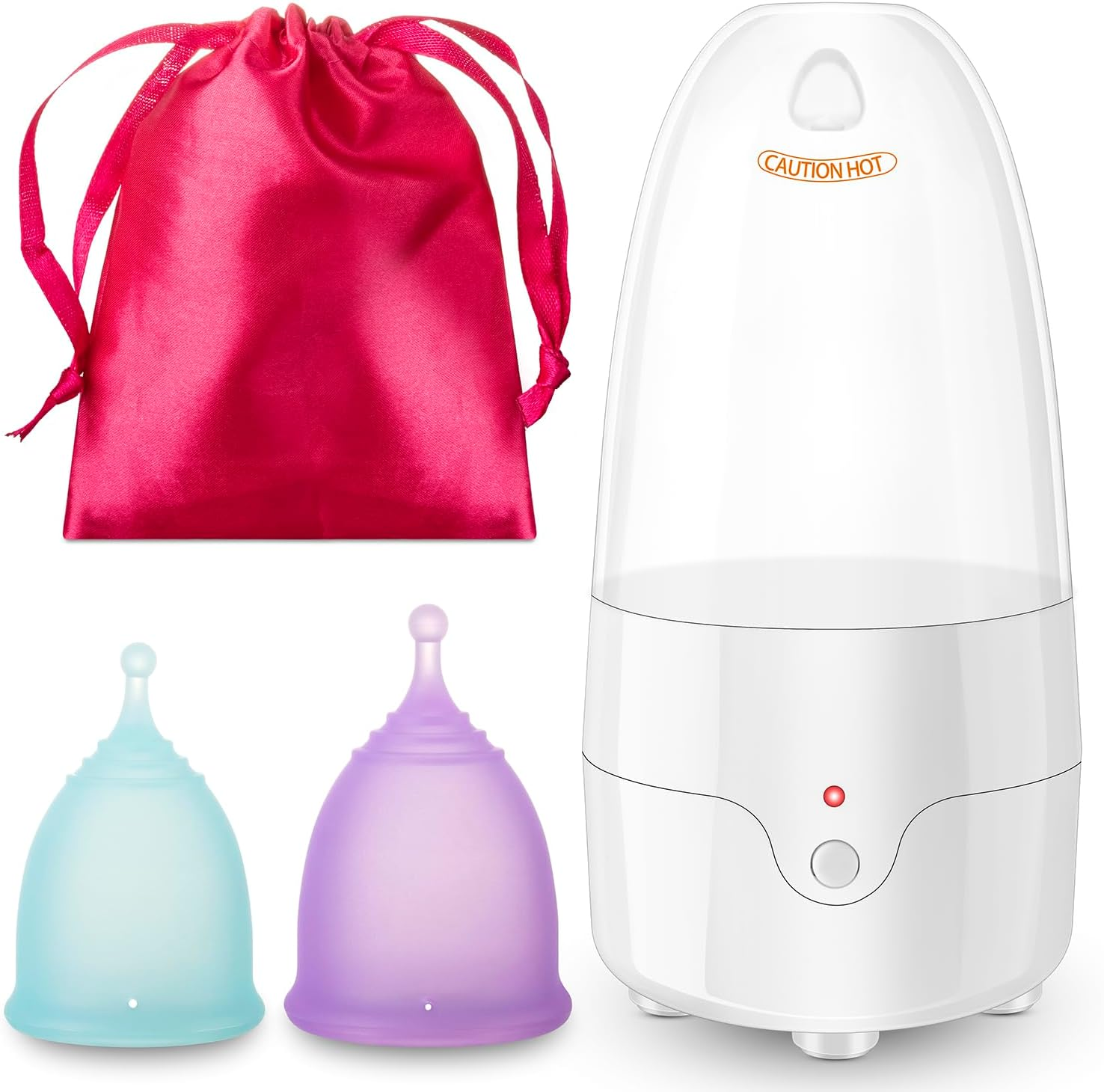 Menstrual Cup Steamer Sterilizer with 2 Reusable Menstrual Cups, Period Cups Cleaner Wash Kit, Cleans Your Cup in 2-5 Mins and Will Automatic Power off When the Temperature Reaches image number 1