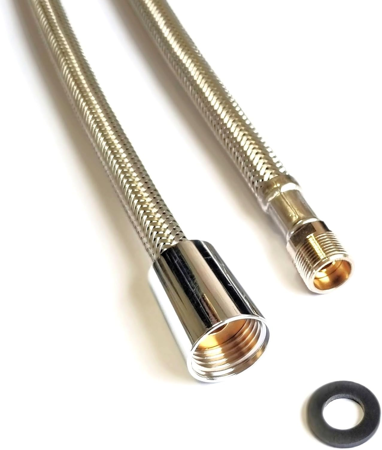 Reinforced Hose Shower Hose for Dish Rinser, M15 X 1 and 1/2 Inch Cone Nut, Nylon Black or VA Braid for Kitchen Tap with Extendible Shower, Replacement Shower Hose (Stainless Steel, 1200 Mm)