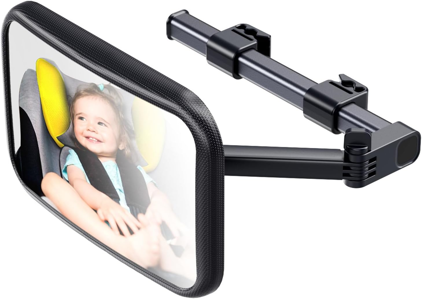 WEKUBA Baby Car Mirror, Stretchable Adjustable Car Mirror for Baby, 360&deg;Rotating, Safe Shatterproof Car Seat Mirror, Shockproof Car Seat Mirror, Hook and Clip Design, Easy to Install, Baby Essentials
