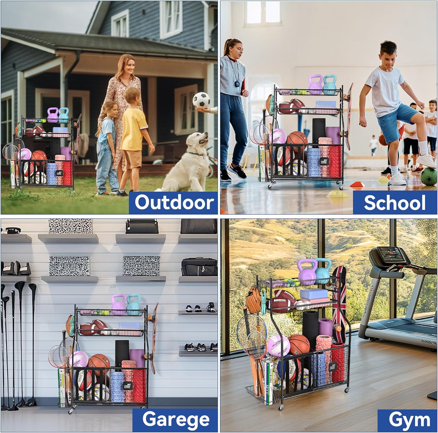 Mythinglogic Garage Storage System, Garage Organizer with Baskets and Hooks, Sports Equipment Organizer for Sports Gear/Toys,Garage Ball Storage for Indoor/Outdoor Use image number 4