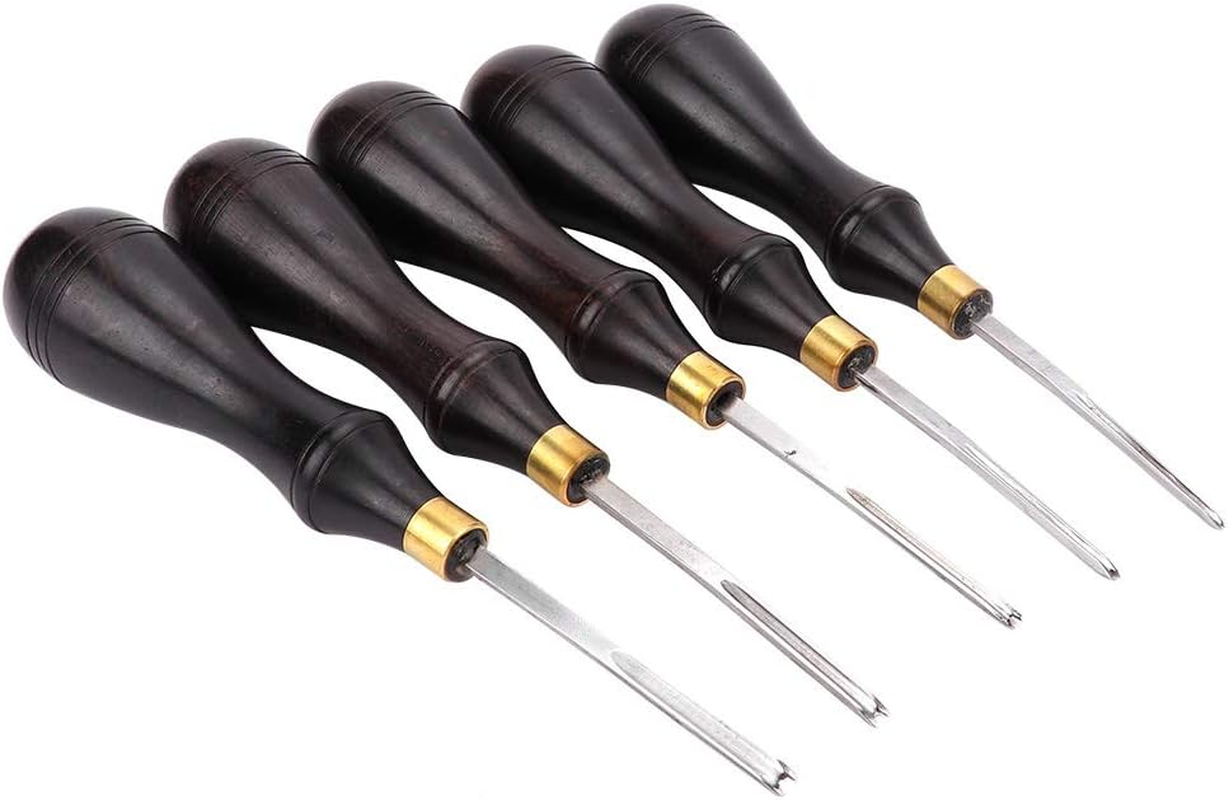 Leather Edge Beveller, Professional Leather Edge Beveller Steel Blade Ebony Handle Five Sizes Cutting Beveling Leather Edge Skiver Tool DIY Leathercraft Accessories (1.8Mm) image number 1