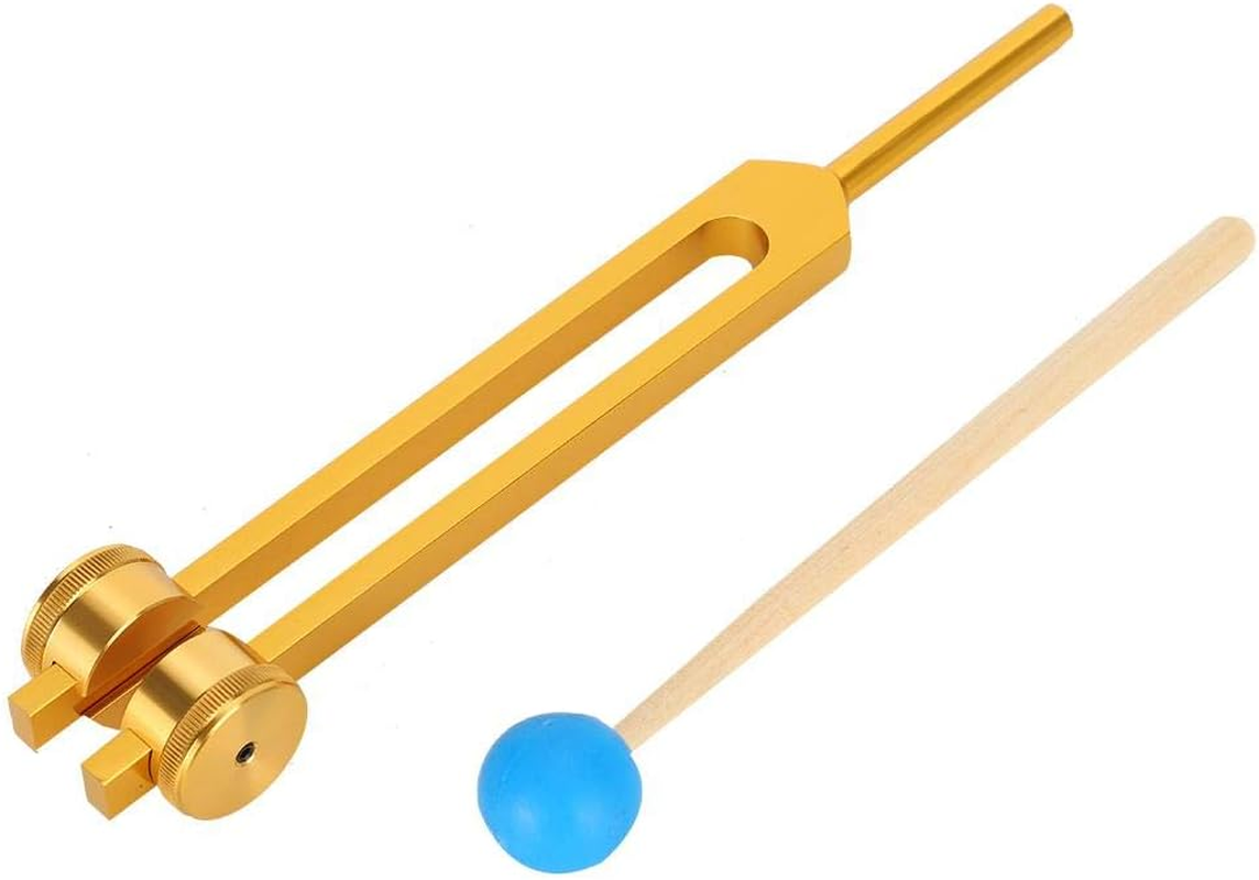 Aluminum Alloy 111HZ Frequency Tuning Fork, Yoga Meditation Tuning Energy Fork with Hammer, Massage Therapy and Acupressure Tool Kit with Storage Bag(Gold) image number 4