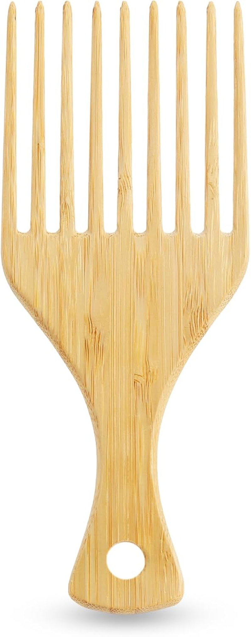 Bamboo Hair Pick for Afro Wide Tooth Hair Detangling Comb for Curly Styling Women Men image number 6
