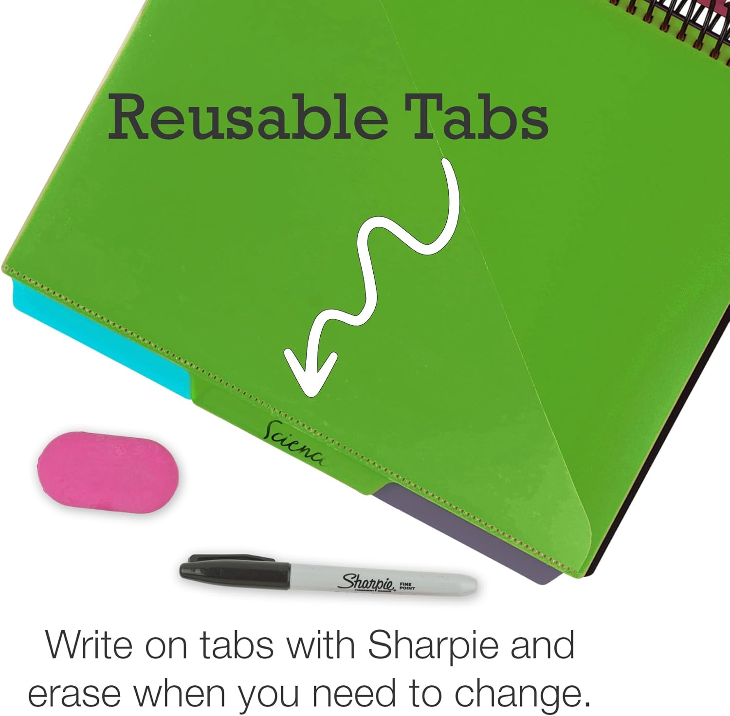 Samsill Deluxe 24 Pocket Spiral Project Organizer with Inner Zipper Pouch, Customizable Front Cover, 12 Dividers with Erasable Write-On Tabs in Fashion Colors, Plastic Folders with Pockets image number 5