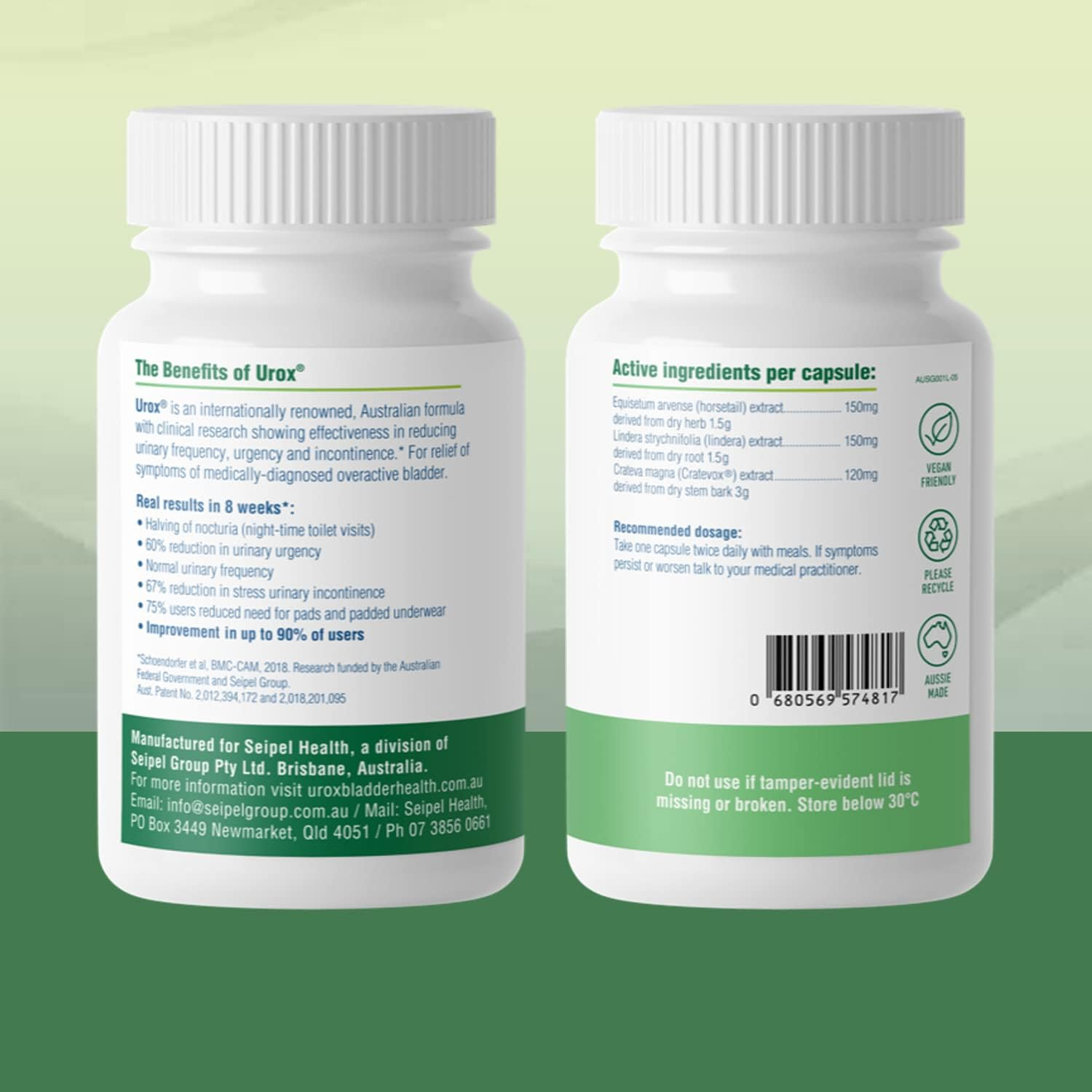 UROX Bladder Control, Effective Bladder Support Supplement for Men & Women, Helps Reduce Incontinence, Urinary Leakage, Frequency, Urgency, 60 Vegetarian Capsules image number 2