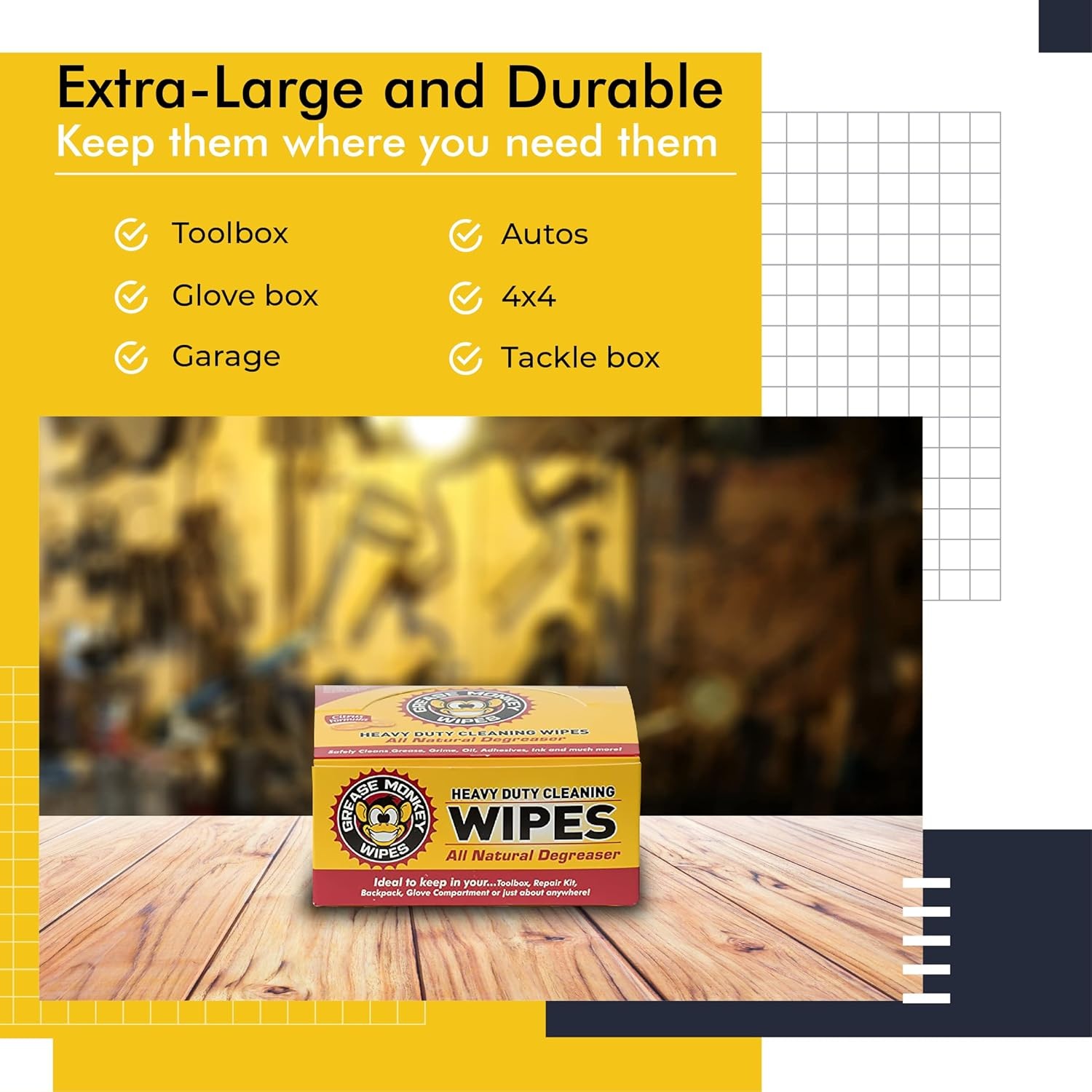 Grease Monkey Wipes Individual Heavy Duty Cleaning Wipes, 24-Count