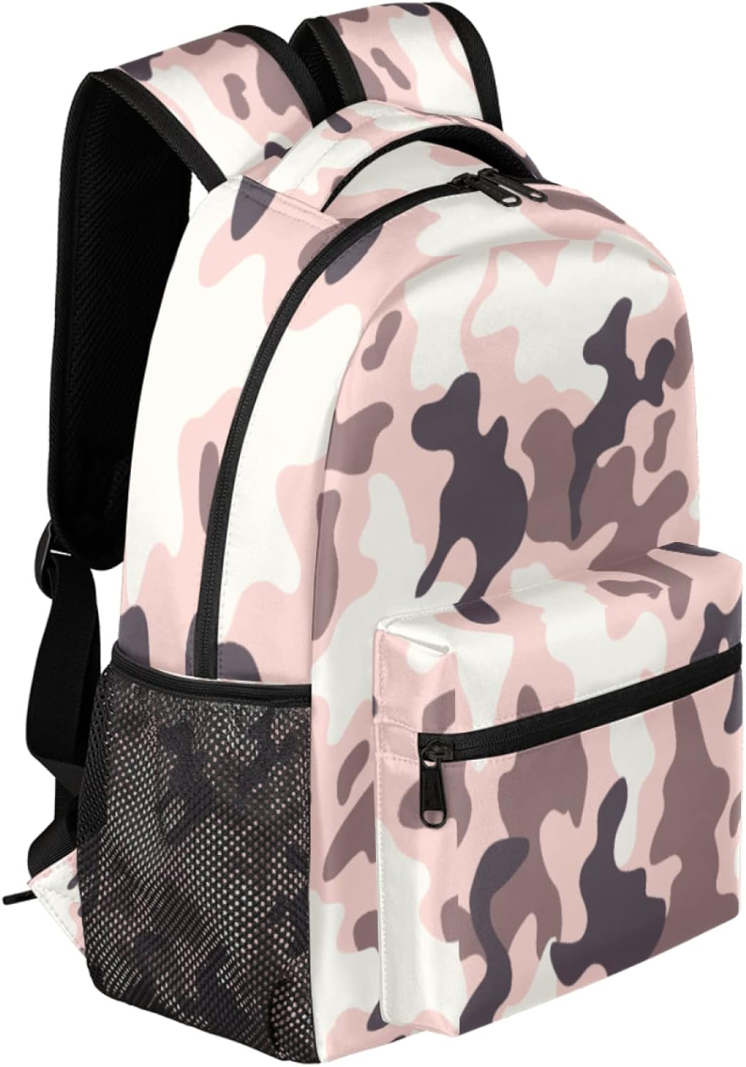 Tropicallife Pink Camouflage Stripes Kids Backpack Camo School Bags for Girls Boys Durable Canvas Casual Dayback with Double Mesh Side Pockets image number 6