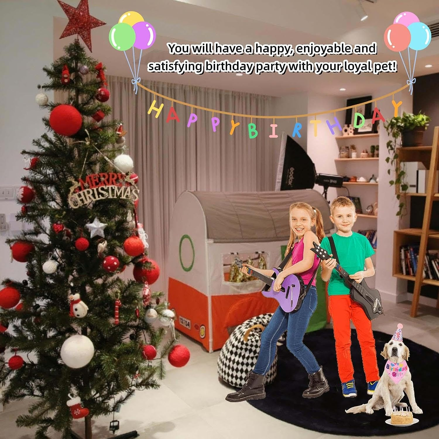 Dog Birthday Party Supplies, Reusable Girl Dog Birthday Bandana Scarf Set Cute Hat with Numbers Dog Puppy Birthday Decorations Bandana Hat Bow Set Tie for Small Medium Dog Cat Pet Toys Gifts (A) image number 4