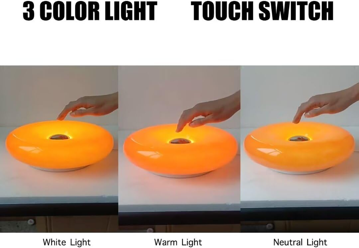 GUANSHAN Orange Donut Table Lamp Vintage Glass Table Lamp Retro Table Lighting Decorative Atmosphere Bedside Lamp for Bedroom Living Room image number 3