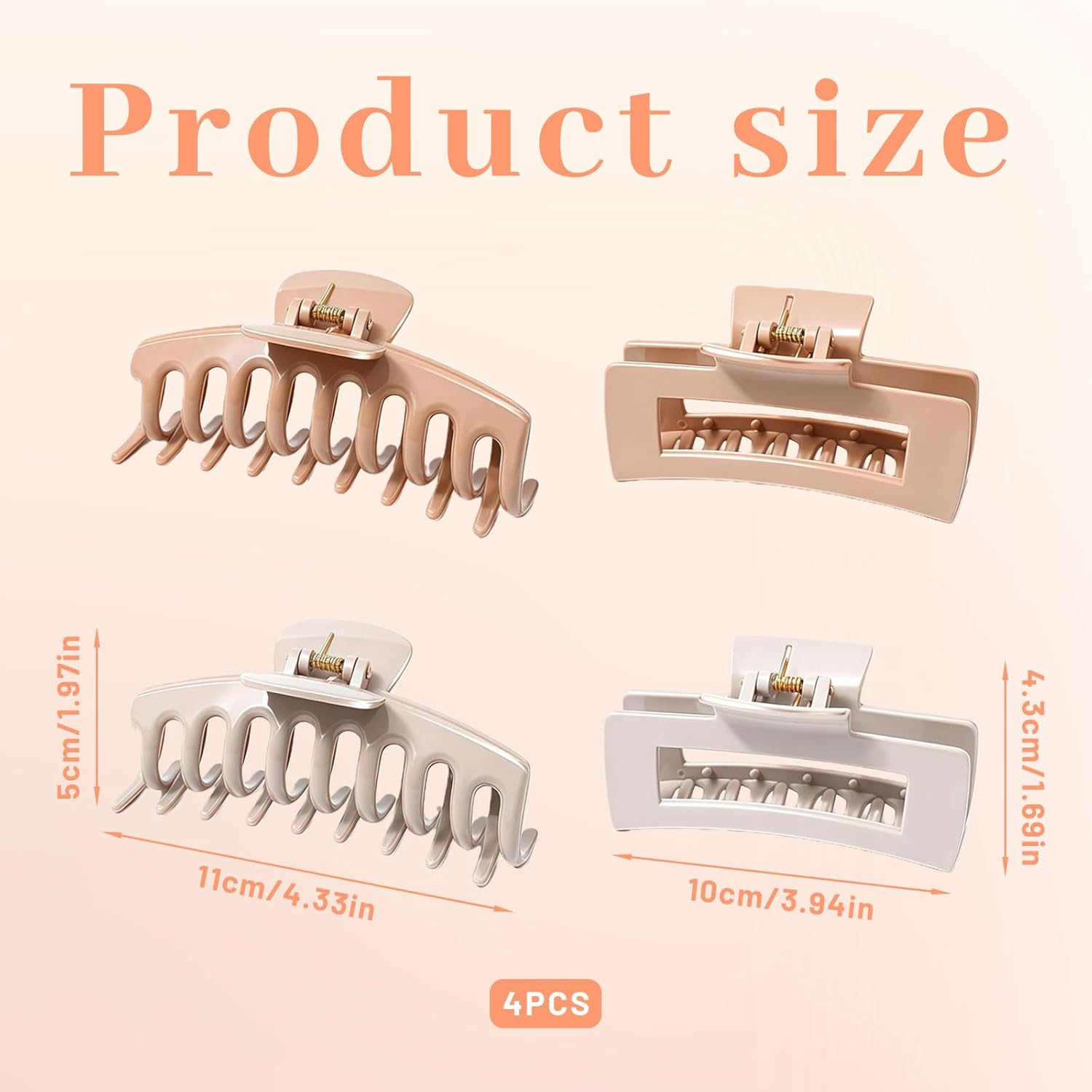 Xanthelle Hair Clips, 4 Pieces Hair Claws for Women & Large Hair Clips, Flexible Silicone Hair Clips, Duckbill Hair Claw, Non-Slip Claw Clips image number 4