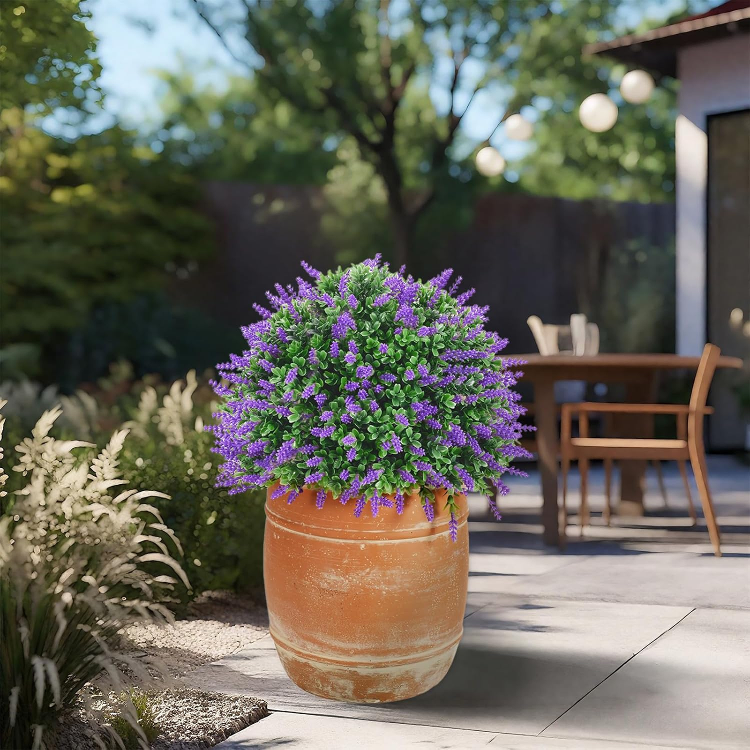 28 H X 24Cm Dia (21.5Cm Pot Opening) Terracotta round Fiberstone Tall Planter with Drainage Hole, Large Pots for Plants Indoor/Outdoor image number 3