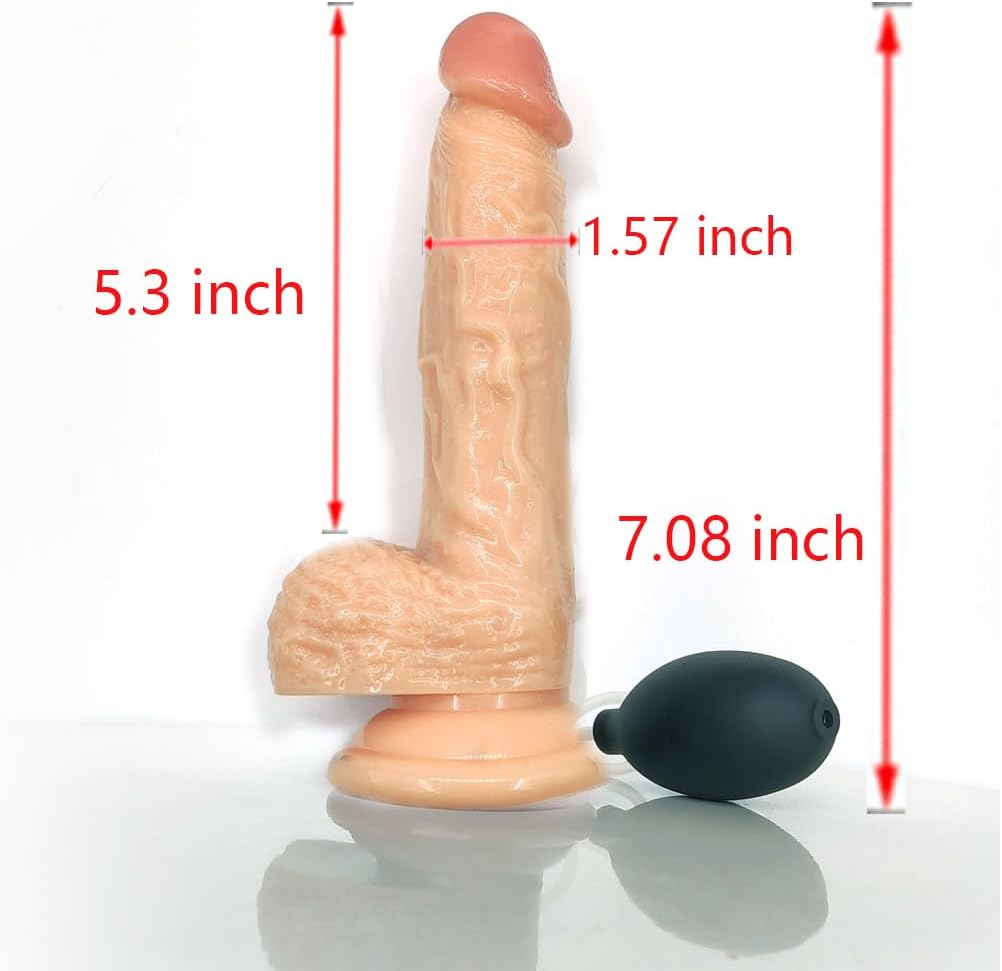 Realistic Squirting Silicone Dildo, Ejaculating Penis with Strong Suction Cup for Hands-Free Play, Sex Toy for Women, Men, Gay, Couple (7") image number 3
