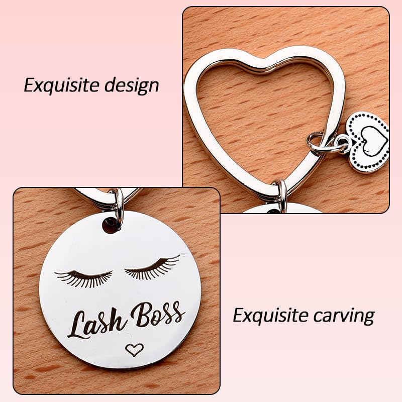 Lash Technician Gifts for Eyelash Tech Makeup Birthday Presents for Women Beautician Lash Boss Keychain for Women Eyelash Technician Lashes Artist Gifts for Esthetician Eyelashes Gift Makeup Bag Charm image number 1