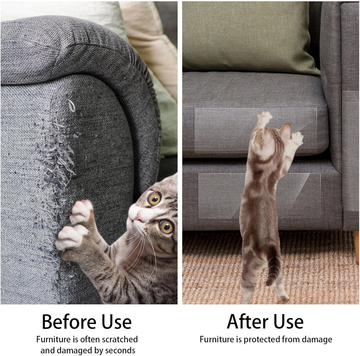 Scratch Protection Cat Tape, Set of 18 Cat Scratch Protection Sofa, Transparent (20 Cm X 43 Cm), Scratch Film, Cat Self-Adhesive Scratch Protection Wall, Scratch Protection Film for Furniture, Couch, image number 3