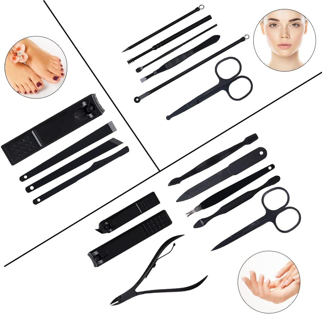 Aba Group Nail Kit 18 Sets &ndash; Professional Manicure Set &ndash; for Face, Feet, Hands &ndash; Professional Manicure Kit &ndash; Nail Set &ndash; Travel Nail Set in a Case &ndash; Cork