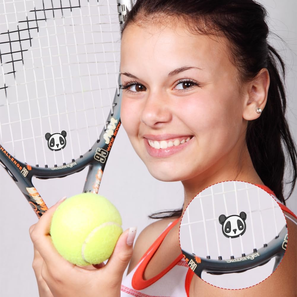 Tennis Racket Dampeners, Tennis Racket Shock Absorber Cute Animals Pattern Portable to Store Take Silica Gel Comfortable Accessories Effect for Vibration Dampener Outdoor 4PCS image number 2