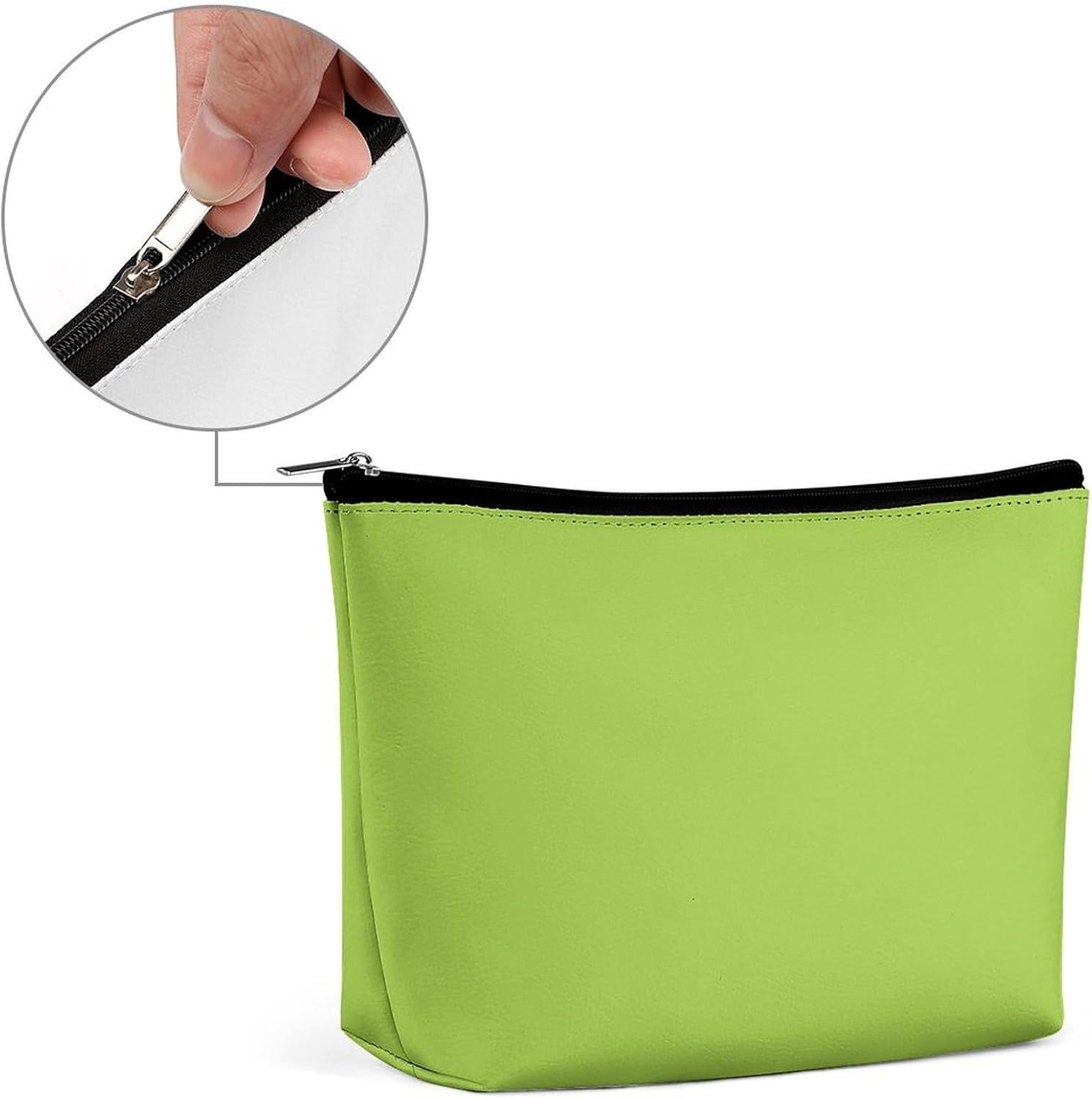 Travel Makeup Bag, Cosmetic Bags for Women Large Capacity Waterproof Toiletry Pouch Make up Organizer, Solid Lime Green, 6.8 X 5.9 X 2.3 Inches, Solid Lime Green image number 2