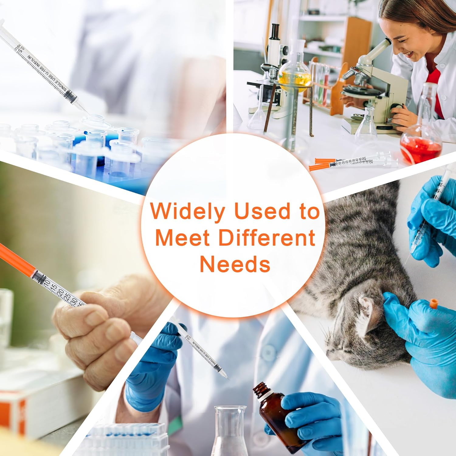 20 Pack 0.5Ml/Cc Syringe with Needle 31G 1/4 Inch(6Mm) Lab Measuring Supplies Tool, Individually Packaging image number 3