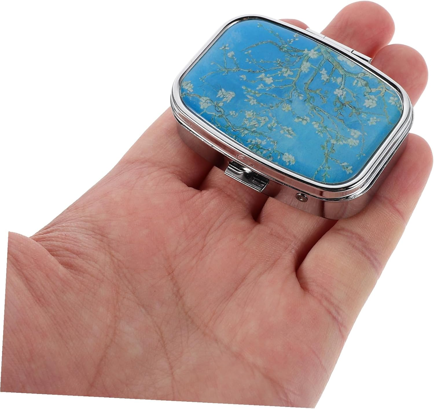 2Pcs Portable Pill Organizer Metal Pocket Medicine Case with Compartments Compact Travel Pill Box for Purse Lightweight and Sturdy Medication Holder for Daily Use image number 2