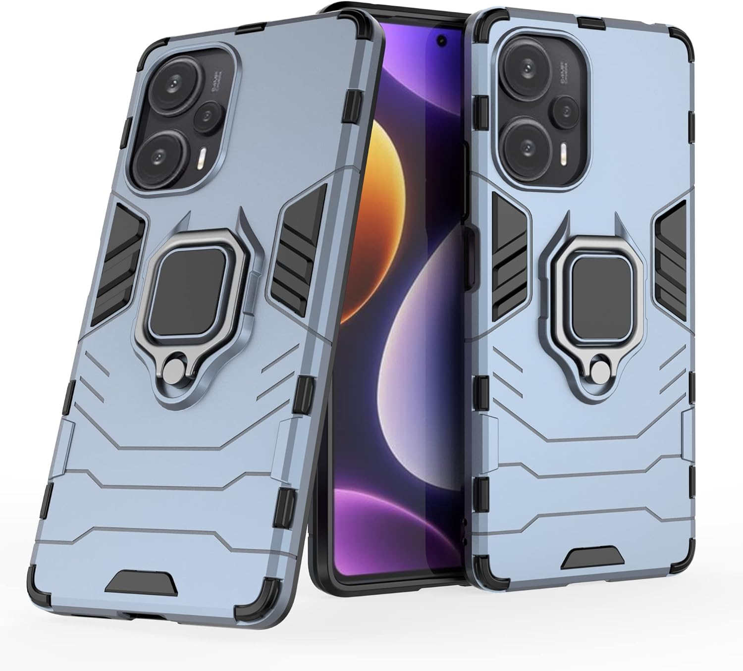 ESTH&reg; Compatible with Xiaomi Poco F5/Redmi Note 12 Turbo Case with 360&deg; Rotating Ring Stand Protective Case [For Mobile Phone Holder Car Magnet] Military Shockproof Mobile Phone Case, Blue image number 2