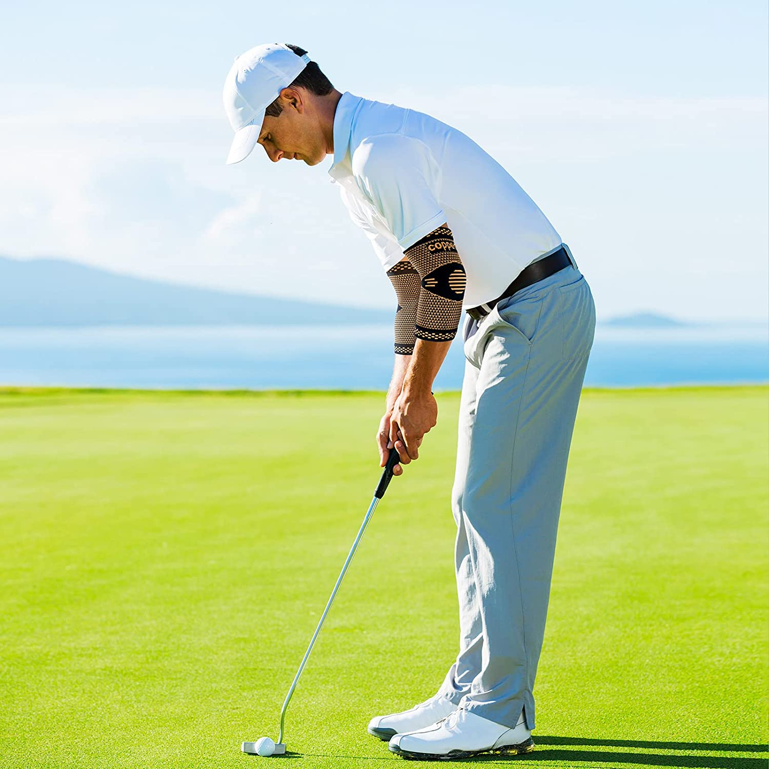 Copper Elbow Sleeve,Elbow Compression Sleeve, Elbow Brace for Tendonitis and Tennis Elbow,Golfers, Arthritis, Bursitis. Elbow Pain Relief,Weightlifting, Fit for Men & Women image number 2