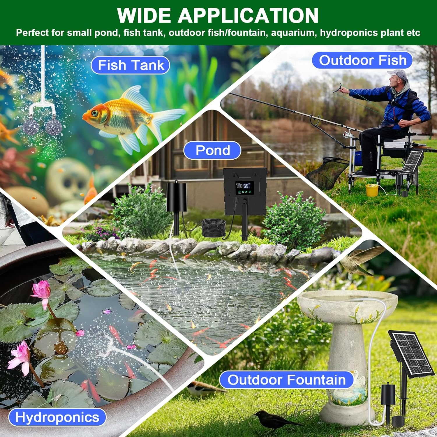 Upgraded Digital Display Solar Pond Aerator, 3 Working Modes(Low/Med/High) Solar Aerator for Outdoor Ponds with Timing Function, Solar Air Pump with Bubble Regulator for Small Ponds, Fish Tanks image number 5