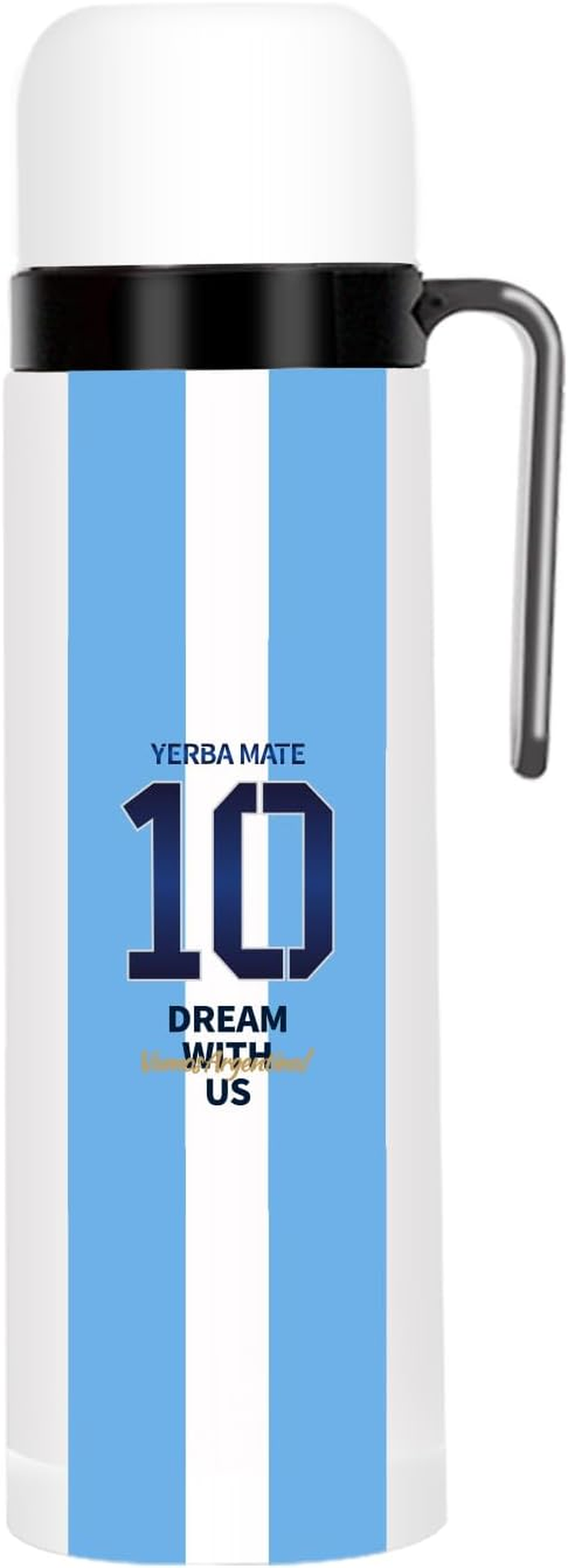 CUOPRU Double Wall Stainless Steel Vacuum Insulated Bottle for Yerba Mate, Coffee, Water, Tea, 32Oz, BPA Free, Argentina Captain NO.10 Style image number 4