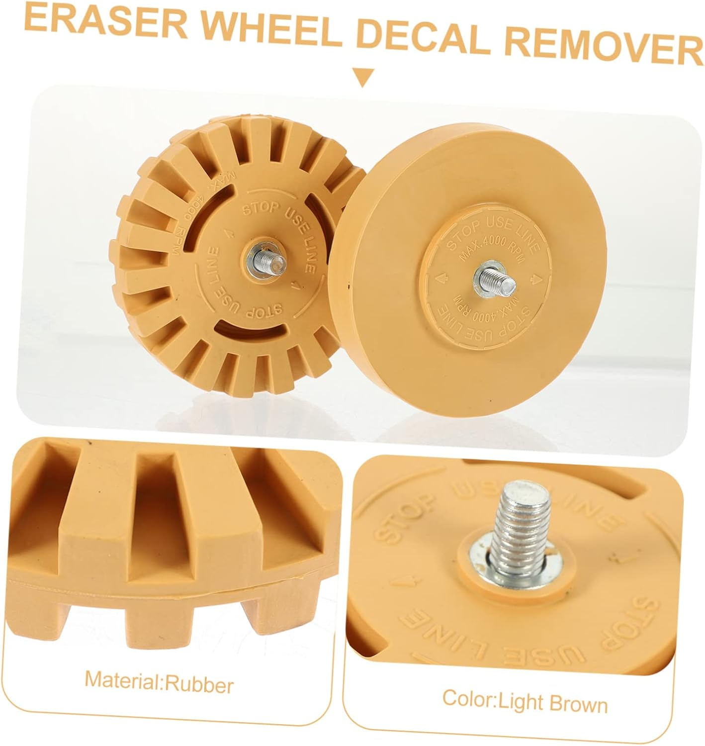 WATIIFUFU Eraser Wheel Decal Remover 2Pcs 100Mm 20Mm Rubber Sticker Remover Tool for Drill Car Adhesive Removal Automotive Detailing Supplies image number 3