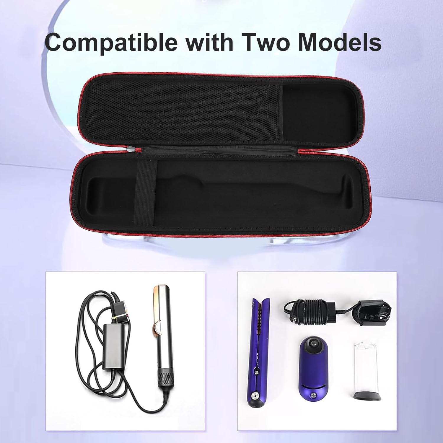Hair Straightener Travel Carrying Case, Portable EVA Hard Shell Organizer for Airstrait Straightener, Water Resistant Storage Bag with Cable Storage Pocket, Fits up To image number 3