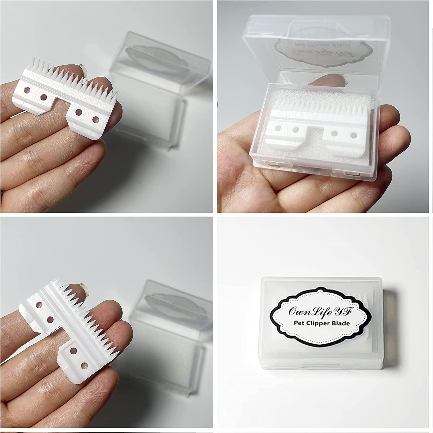 18 Teeth Ceramic Blade Compatible with Oster Fast Feed Clippers Replacement Blades for A5 Grooming Cutter Series, Fit for Wahl KM Series, Fit for Andis Blade Parts (3FC, 4FC, 5FC, 7FC, #9, #10), White