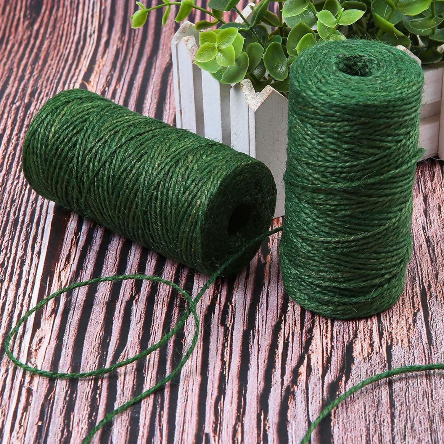 Pack of 2 Gardening Twine, 100 M X 2 MM Twine String Garden String Color Packaging Rope Gift Rope Craft String for DIY Handicraft Decoration Binding(Green) image number 1