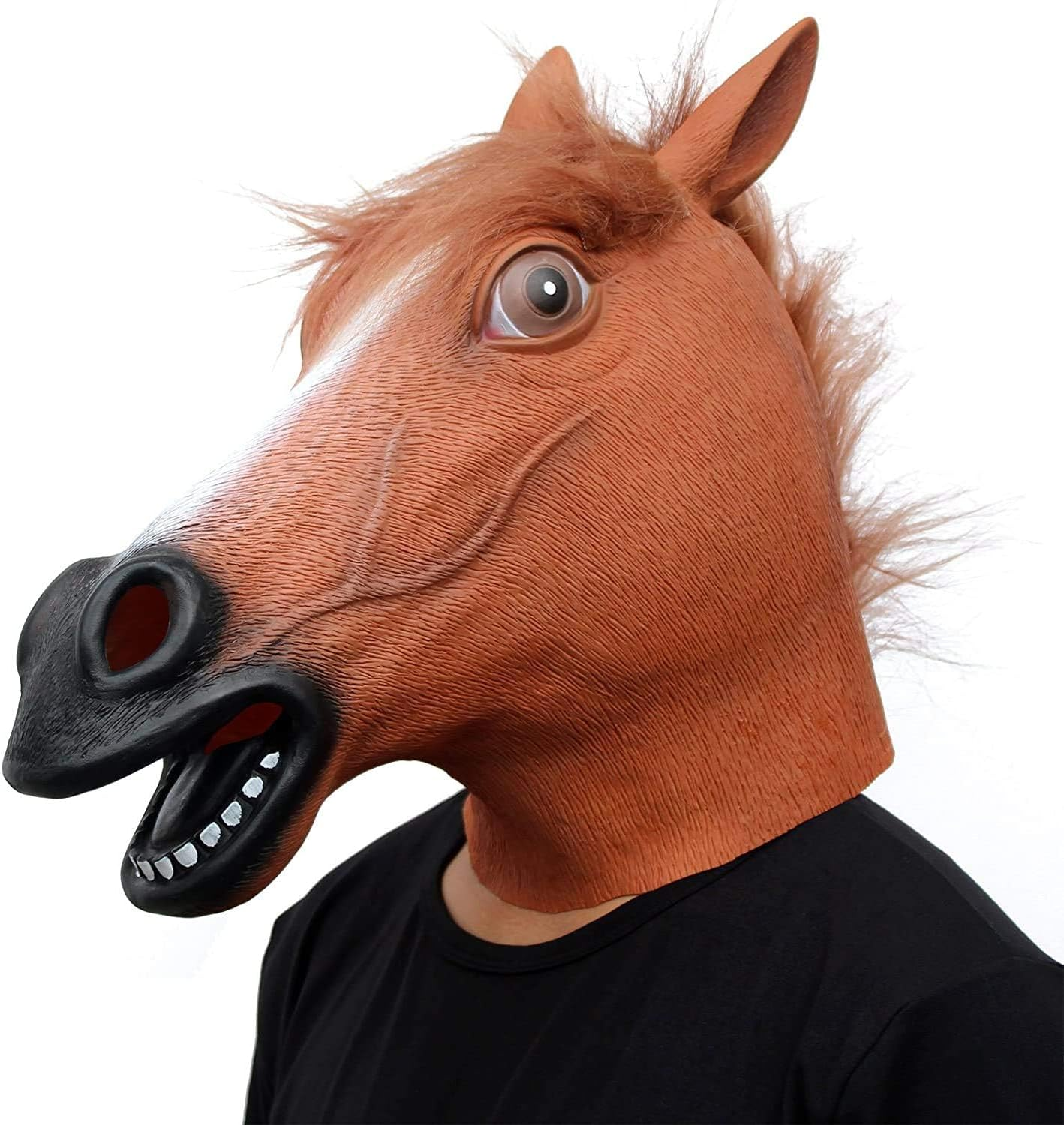 Creepyparty Novelty Halloween Costume Party Animal Head Sounding Mask Brown Horse (Silent) image number 4