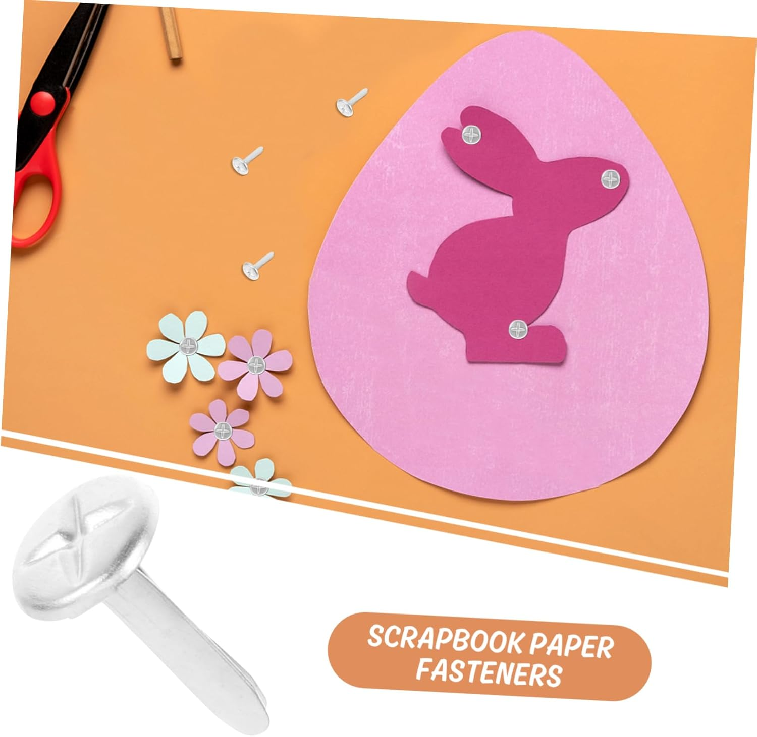 Housoutil 100Pcs Craft Brads Fastener round Flat Head for Paper for Boys and Girls Double Legs image number 4