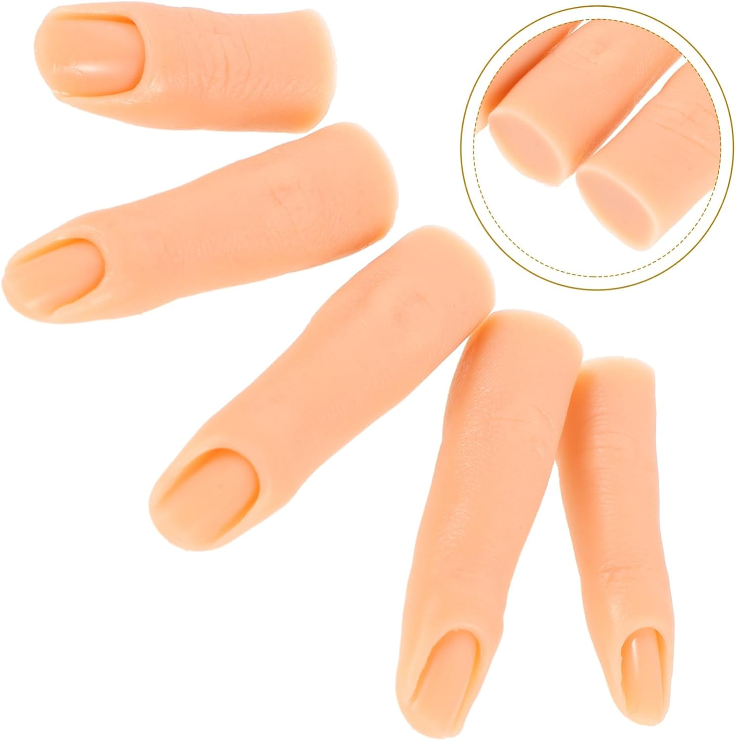 Ipetboom 5Pcs Nail Art Practice Fingers Silicone Fake Nails Movable Hand Model for Professionals image number 3