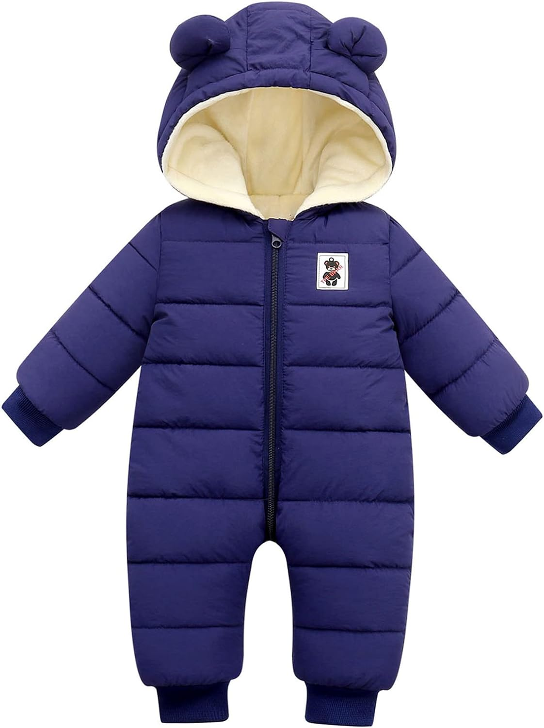 KEOYA Baby Snowsuit Infant Boys Girls Winter Warm Jumpsuit Thick Hooded Bodysuit One Piece Snow Wear Romper