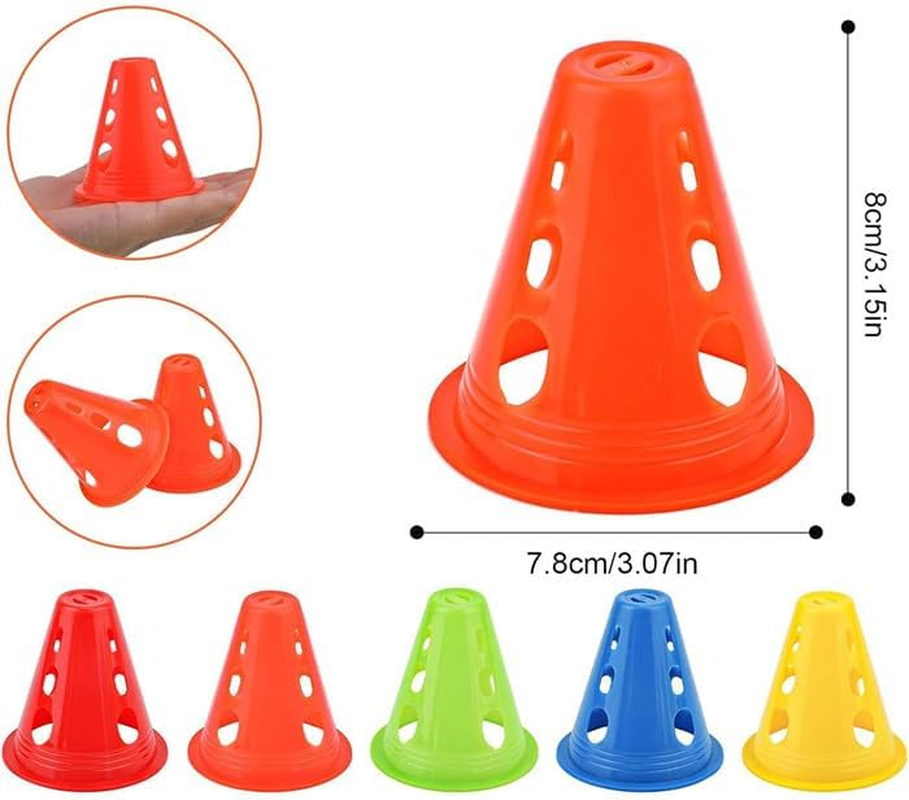 Training Field Marker Plastic Cones, 20Pcs Plastic Sports Cone Training Soccer Cone, Mini Sports Training Cones, Plastic Windproof Skating Slalom Cones for Skate Practice Sport Training image number 2