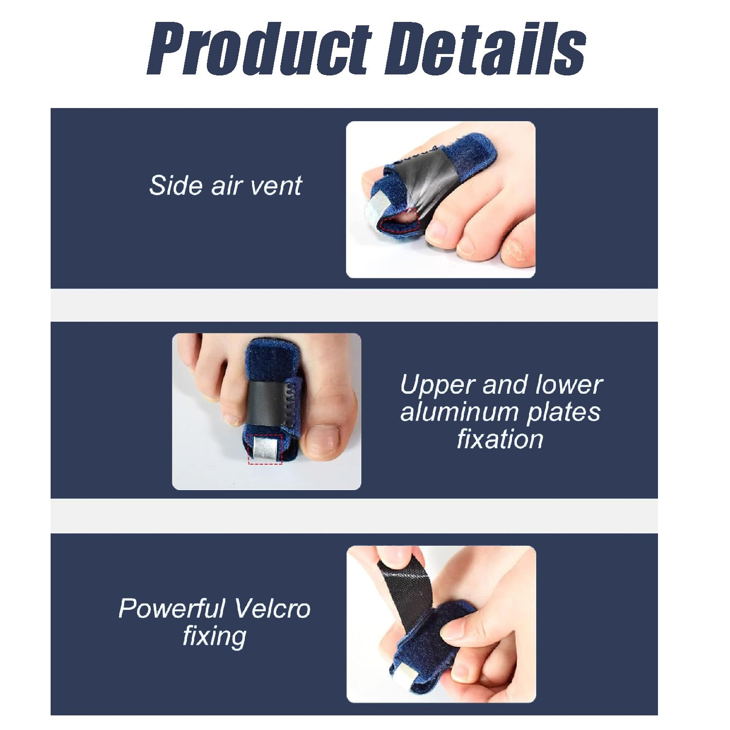 Toe Splint Toe Stabilizer Support Splint Adult and Child Toe Finger Fixation Velcro Aluminum Strip Supports Hammer Shaped Toes for Broken Toes Straightening Arthritis Joint Immobilization image number 4